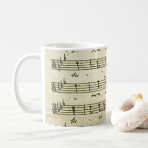 Antike Notenblätter, antike Partitur 1810 Kaffeetasse