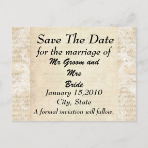 Antike Notenblätter Rettet den Tag Postkarte