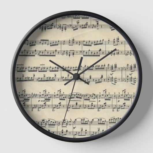 Antike Notenblätter Uhr (Vorderseite)