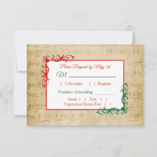 Antike Notenblätter Winterhochzeit RSVP-Karte RSVP Karte