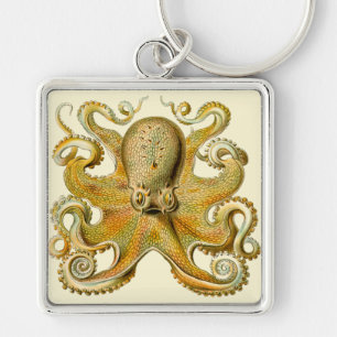 Antike Oktopus-Illustration Seeungeheuer Schlüsselanhänger