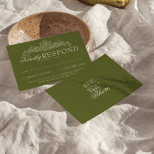 Antike Oliven-Grüne Exklusive Hochzeit im Stil des RSVP Karte