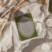 Antike Oliven-grüne Spitze Doily QR Code Hochzeit Einladung