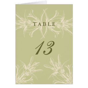 Antike olivgrüne Blumentabellen-Platzkarten
