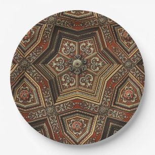Antike Ornamentale Goldene Renaissance Geometrisch Pappteller