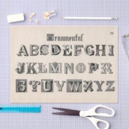 Antike ornamentale Typografie  Seidenpapier