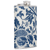 Antike Ornamentik Blumenweiß auf Marine Flachmann (Rechts)