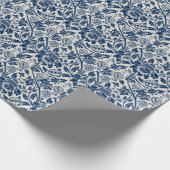 Antike Ornamentik Blumenweiß auf Marine Geschenkpapier (Ecke)