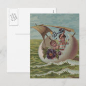 Antike Osterkarte Segeleier Kinder Feiertagspostkarte (Vorne/Hinten)