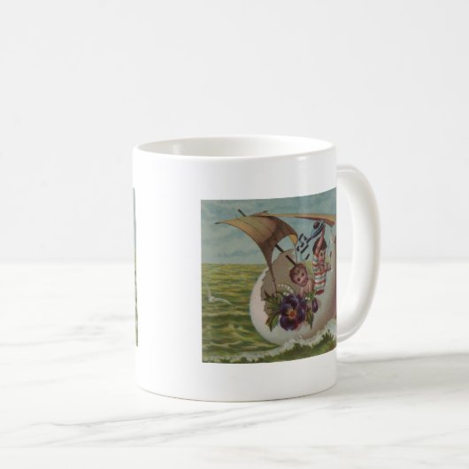Antike Osterkarte Segeleier Kinder Kaffeetasse (VorderseiteRechts)
