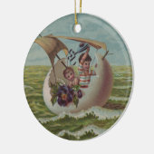 Antike Osterkarte Segeleier Kinder Keramik Ornament (Links)