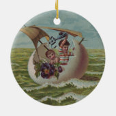 Antike Osterkarte Segeleier Kinder Keramik Ornament (Hinten)