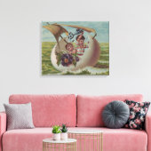 Antike Osterkarte Segeleier Kinder Leinwanddruck (Insitu (Wohnzimmer))