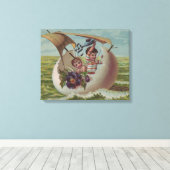 Antike Osterkarte Segeleier Kinder Leinwanddruck (Insitu (Holzboden))