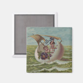 Antike Osterkarte Segeleier Kinder Magnet (Vorderseite/Rückseite)