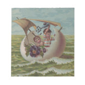 Antike Osterkarte Segeleier Kinder Notizblock (Vorderseite)