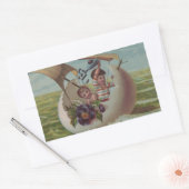 Antike Osterkarte Segeleier Kinder Rechteckiger Aufkleber (Umschlag)