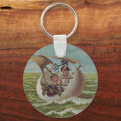 Antike Osterkarte Segeleier Kinder Schlüsselanhänger (Vorderseite)