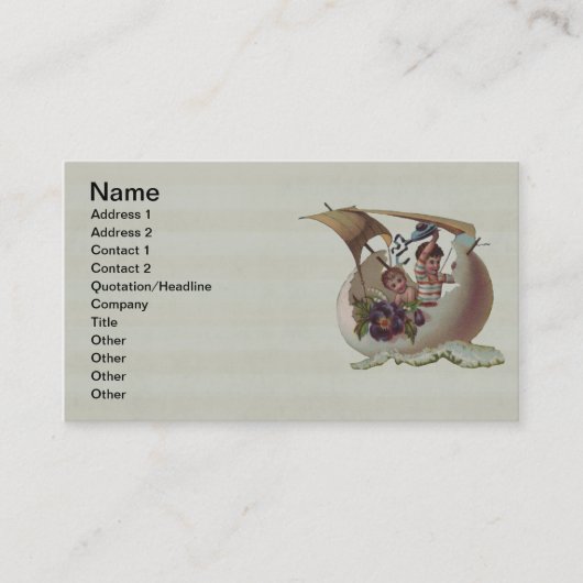 Antike Osterkarte Segeleier Kinder Visitenkarte (Vorderseite)