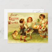 Antike Ostern-Postkarten-Kinderküken nostalgisch Feiertagspostkarte (Vorne/Hinten)