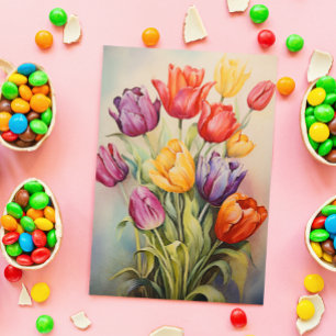 Antike Ostertulpenblumen Karte