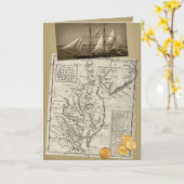 Antike Ostküste Karte Geburtstagskarte (Gelbe Blume)