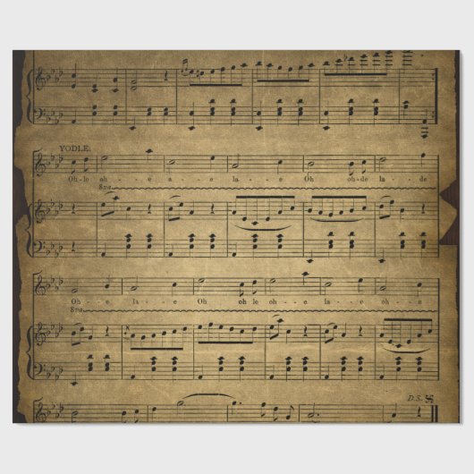 Antike Packpapier-Rolle der Musik-Blatt-Art-4 Geschenkpapier (Flach)