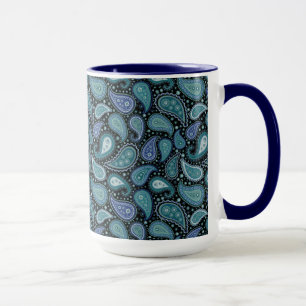 Antike Paisley-Blau-Teal-Blumen-Tasse Tasse