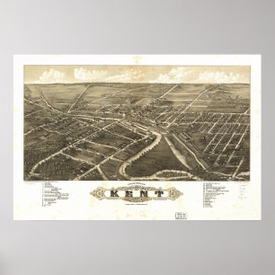 Antike panoramische Karte Kents Ohio 1882 Poster