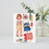 Antike Paperdoll Little Miss Muffet Postkarte (Stehend Vorderseite)