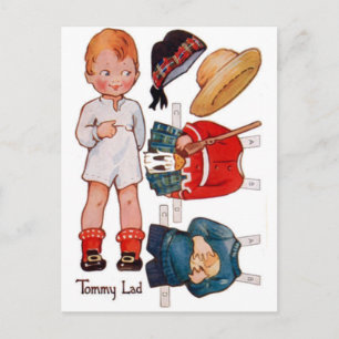 Antike Papierpuppe kleiner Junge Tommy Postkarte