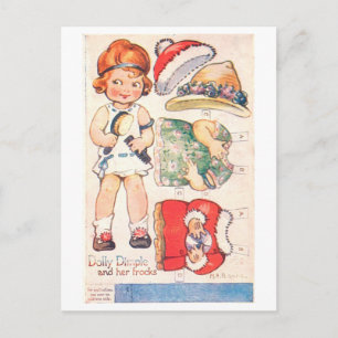 Antike Papierpuppe Postkarte--Dolly Dimple Postkarte
