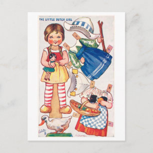 Antike Papierpuppe Postkarte--Kleines Holländische Postkarte