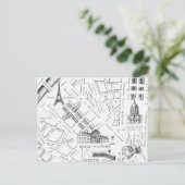 Antike Paris Karte B&W Postkarte (Stehend Vorderseite)