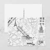 Antike Paris Karte B&W Postkarte (Vorne/Hinten)