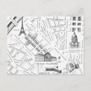 Antike Paris Karte B&W Postkarte