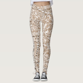 Antike Paris-Straßenkarte Leggings