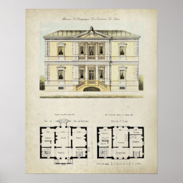 Antike Pariser Frankreich-Architekturzeichnung Nr. Poster