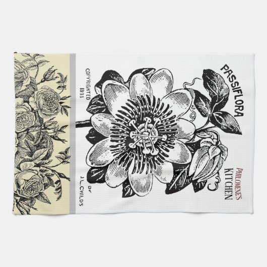 Antike Passion Blume - Ihre Textauswahl Geschirrtuch (Horizontal)