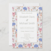 Antike Pastell Botanische Aquarellblumen Einladung (Vorderseite)