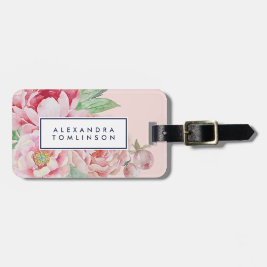 Antike Peony Personalisiert Gepäckanhänger (Vorderseite horizontal)