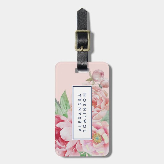 Antike Peony Personalisiert Gepäckanhänger (Vorderseite vertikal)