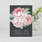 Antike, Peony Save the Date Card (Stehend Vorderseite)