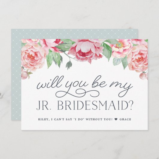 Antike Peony | Werden Sie meine Jr Bridesmaid Card Einladung (Vorne/Hinten)