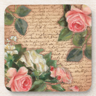 Antike Pergament und shabby chic Rosen Getränkeuntersetzer