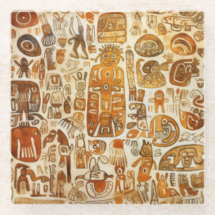 Antike Petroglyph Kunst Glasuntersetzer