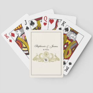Antike Pfauen mit Monogramm - Gold Elfenbein FRM Spielkarten