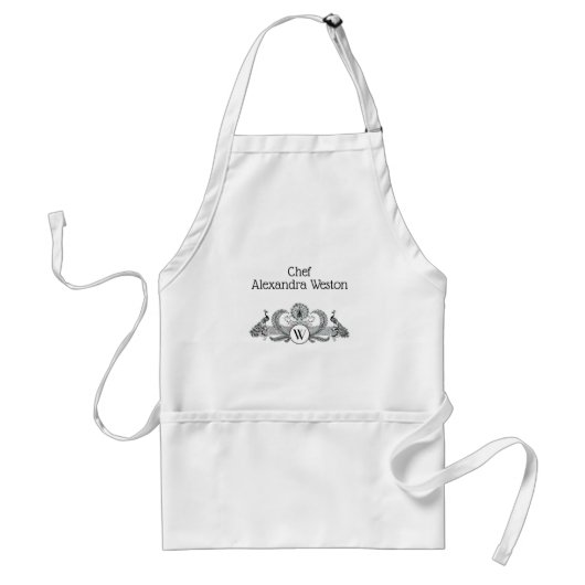 Antike Pfauen mit Monogramm Schürze (Vorne)