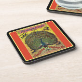 Antike Pfauenfirma mit Werbung für Rot Getränkeuntersetzer (Linke Seite)