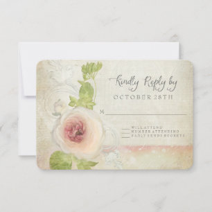 Antike Pfingstrosenblüten Elegante Blumenkunst RSVP Karte